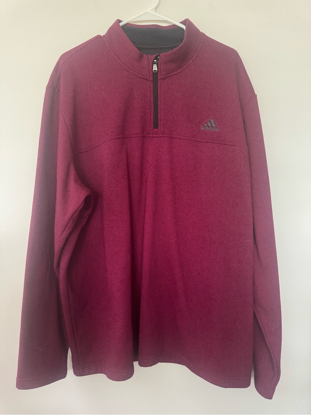 Adidas Men’s Maroon Quarter Zip Pullover Sweatshirt Sz 2XL